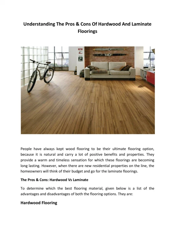 Understanding The Pros & Cons Of Hardwood And Laminate Floorings