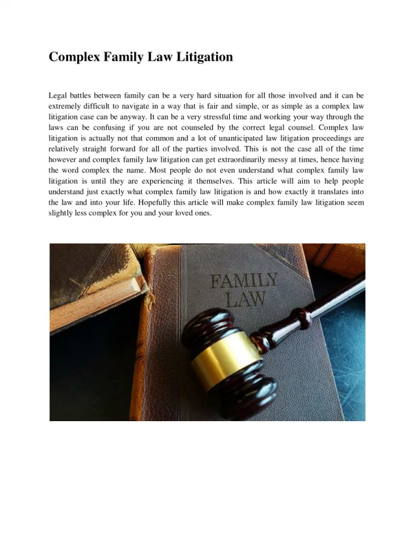 Complex Family Law Litigation