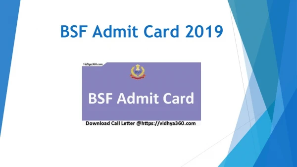 BSF Admit Card 2019 Collect Hall Ticket For Assistant Commandant Exam