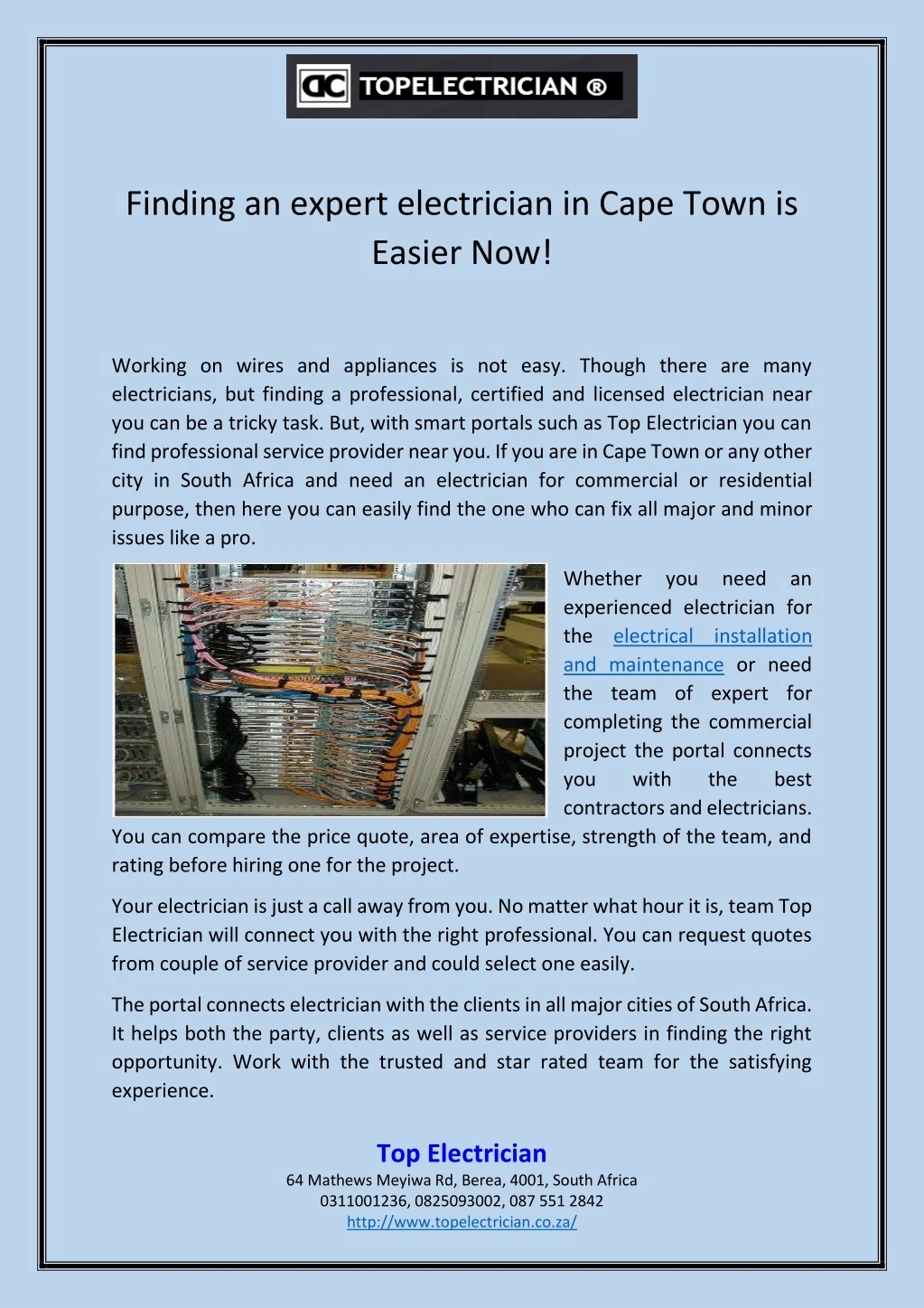 finding an expert electrician in cape town
