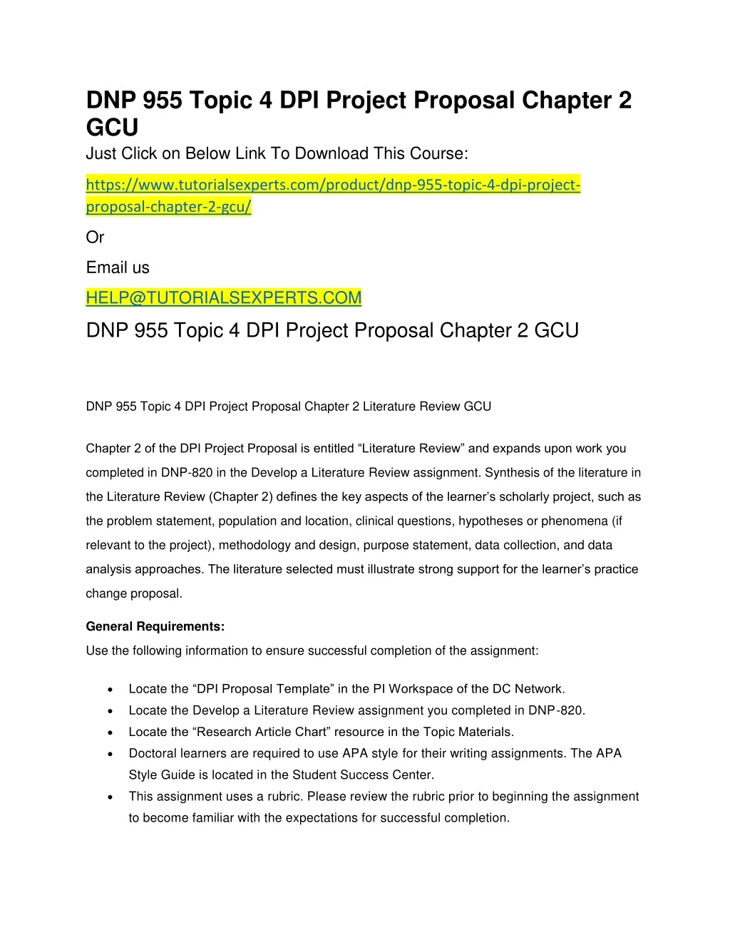 dnp 955 topic 4 dpi project proposal chapter