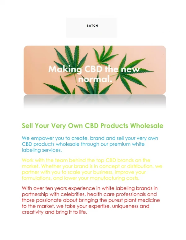 Batch CBD - Sell Your Very Own CBD Products Wholesale | CBD Mercant