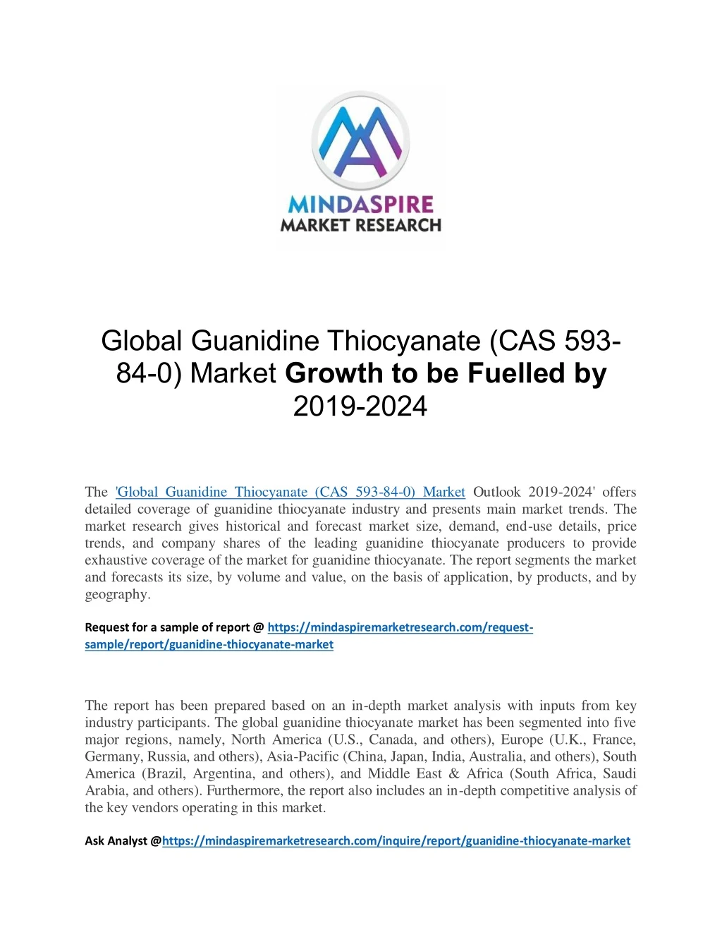 global guanidine thiocyanate cas 593 84 0 market