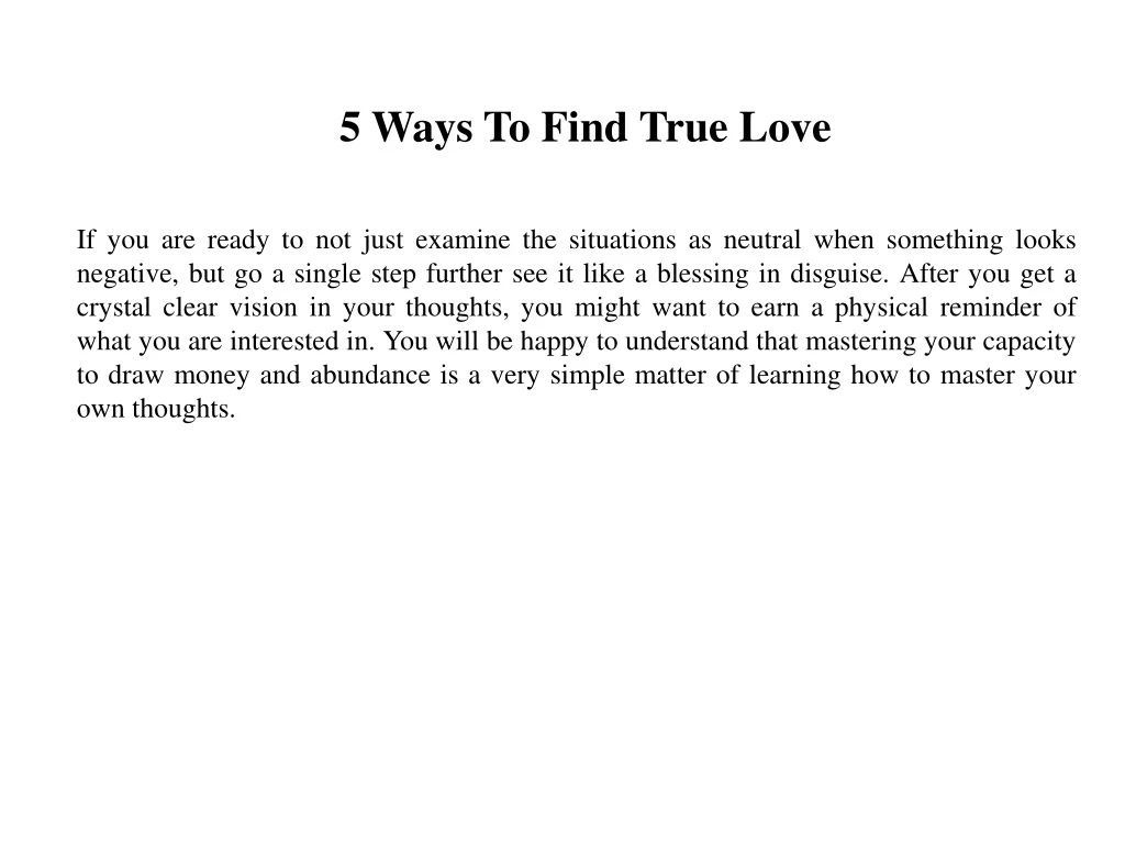 5 ways to find true love