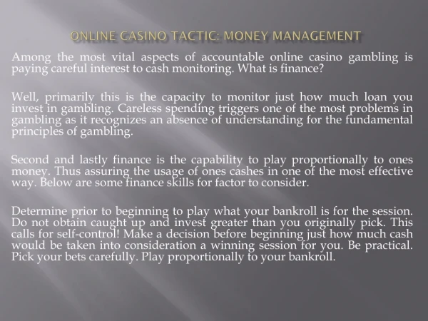 Online Casino Tactic