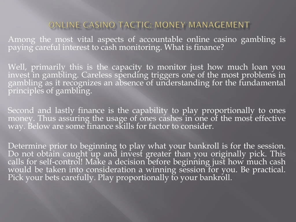online casino tactic money management