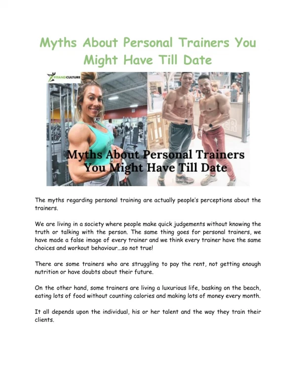 Myths About Personal Trainers You Might Have Till Date