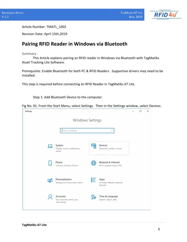 Pairing RFID Reader in Windows via Bluetooth