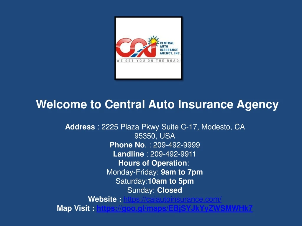 welcome to central auto insurance agency