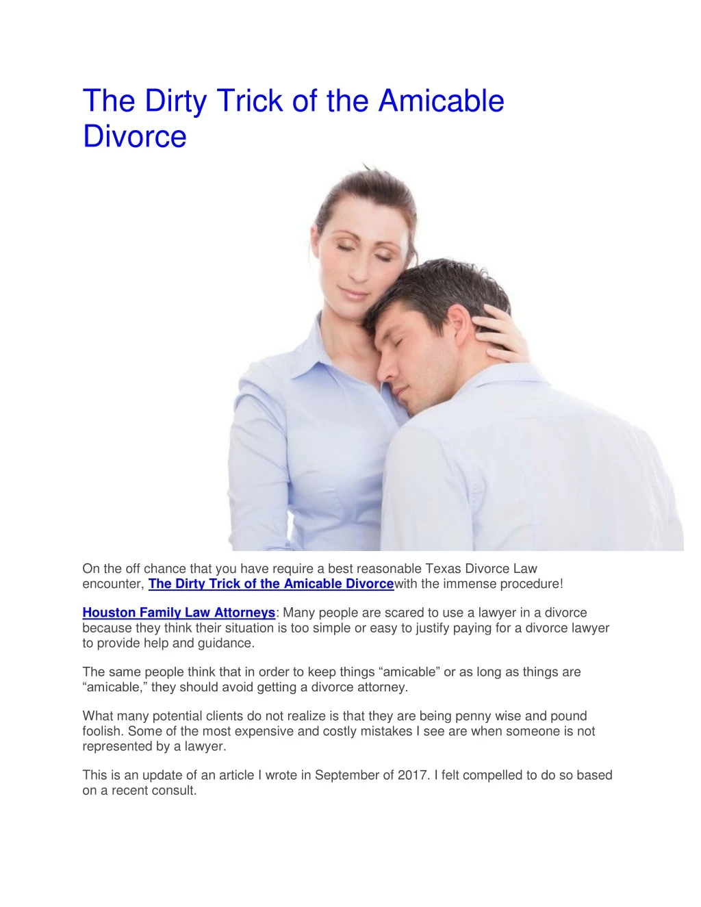 the dirty trick of the amicable divorce