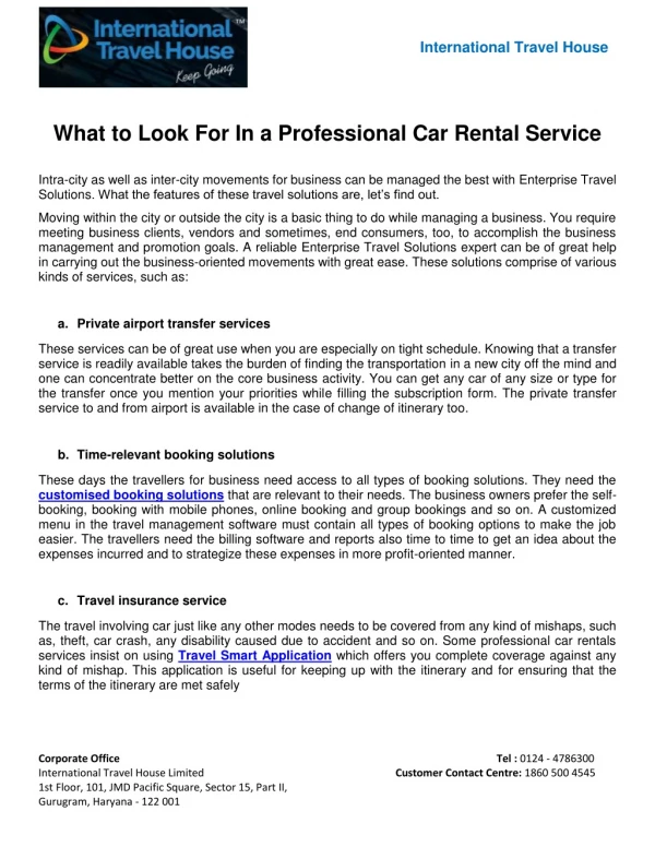 What to Look For In a Professional Car Rental Service