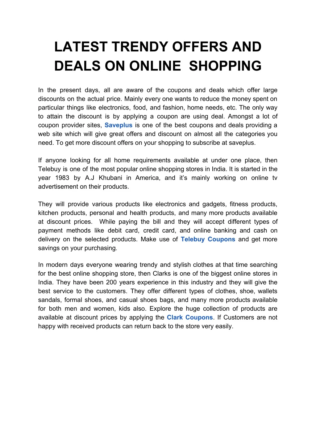 latest trendy offers and deals on online shopping