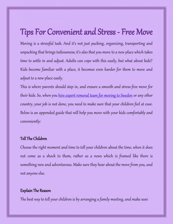 Tips For Convenient and Stress - Free Move