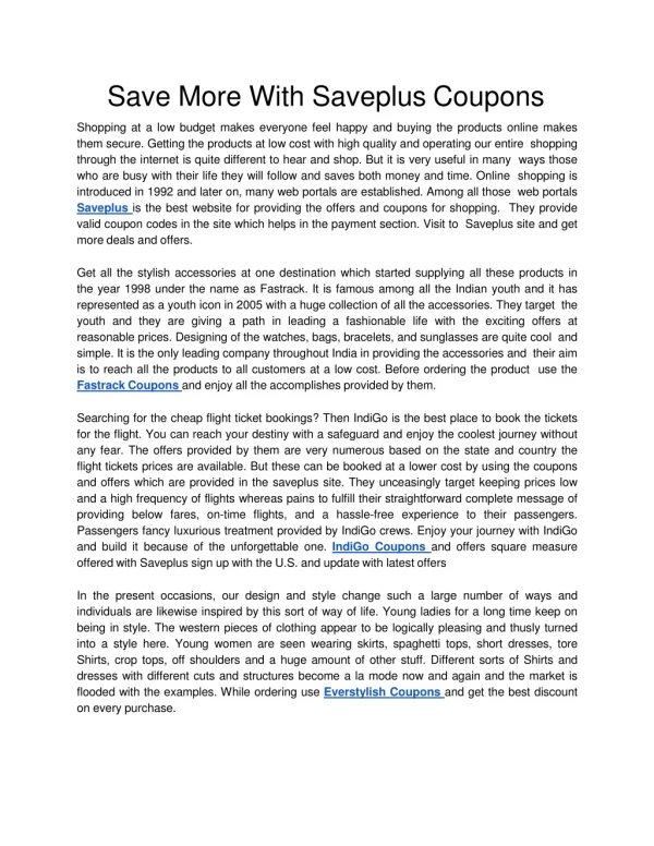 Save More With Saveplus Coupons