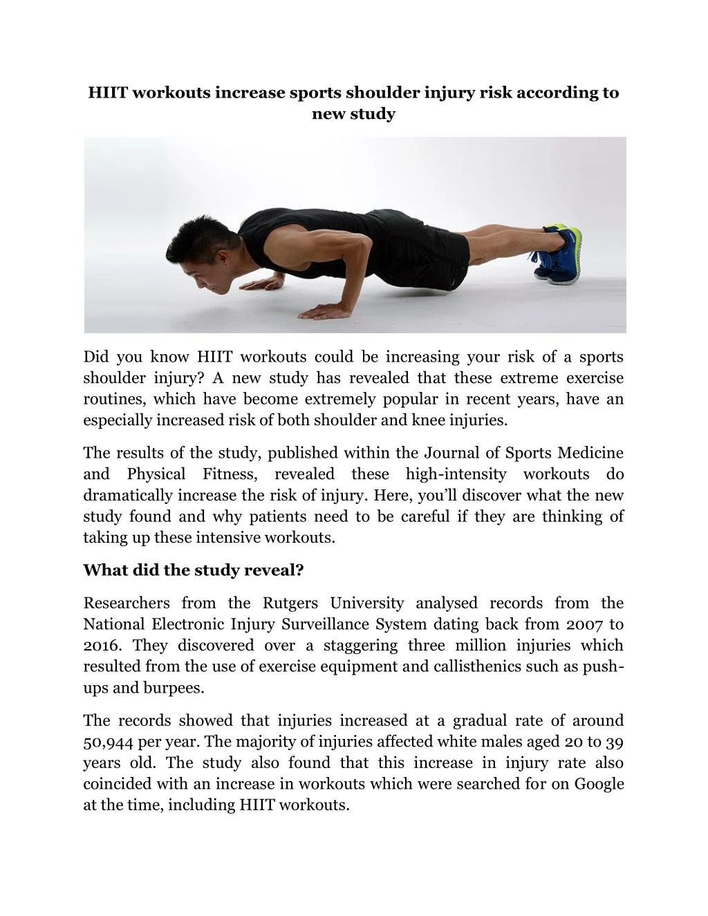 hiit workouts increase sports shoulder injury