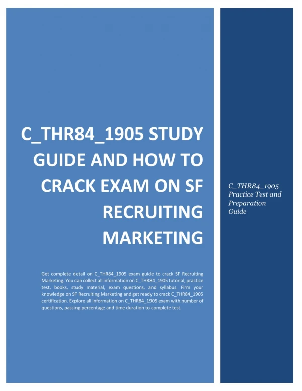 How to Prepare for C_THR84_1905 exam on SF Recruiting Marketing