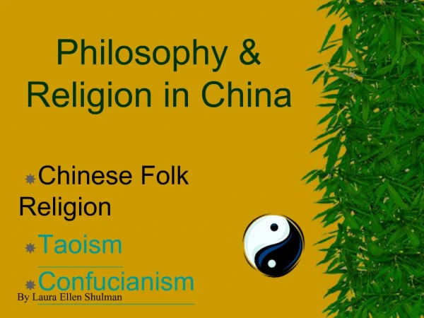 Philosophy Religion in China
