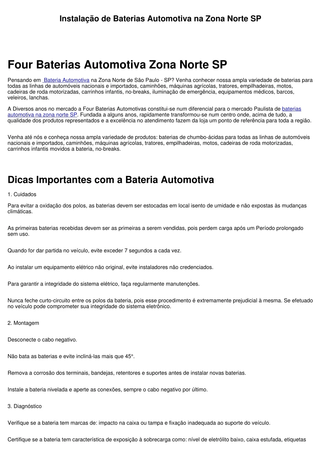 instala o de baterias automotiva na zona norte sp