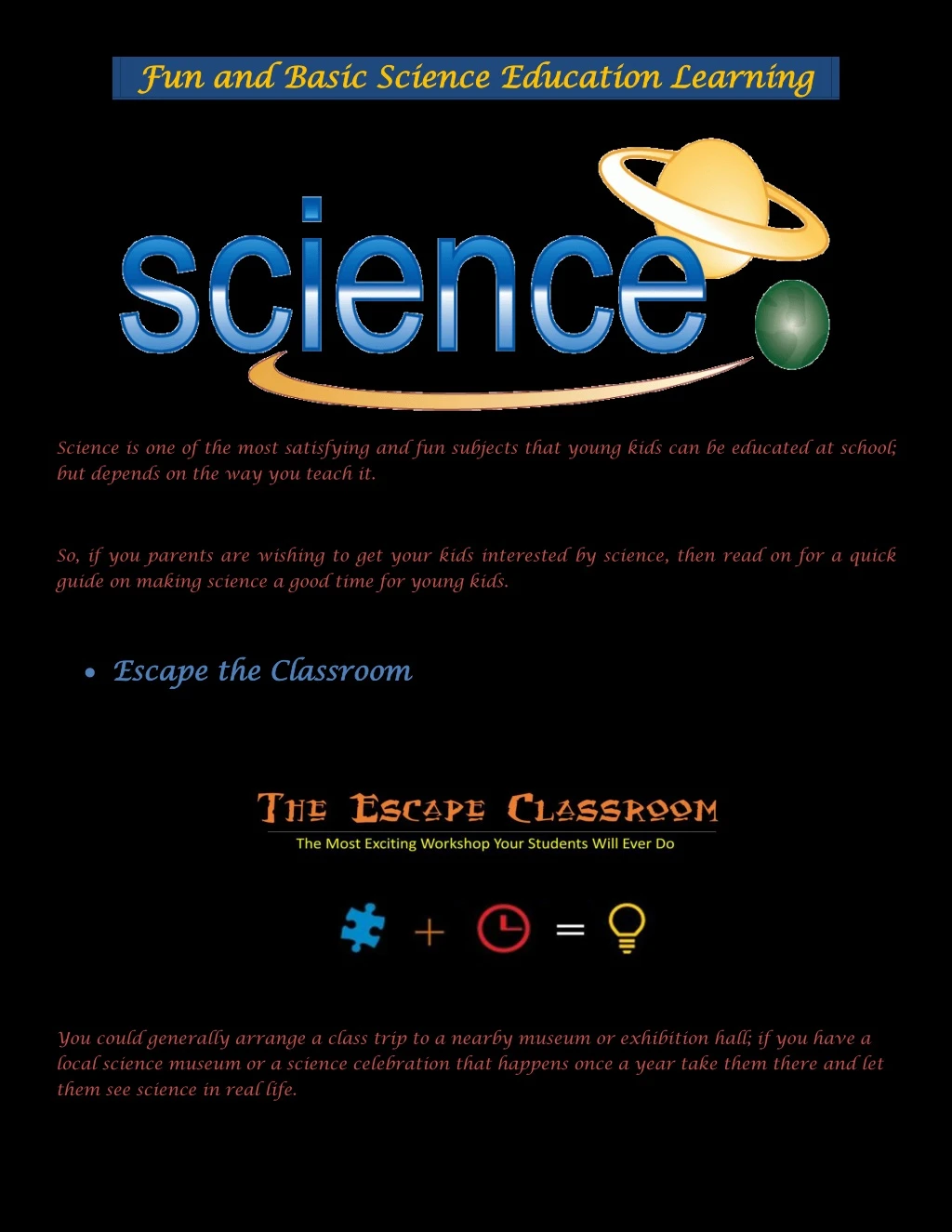 fun and basic science education fun and basic