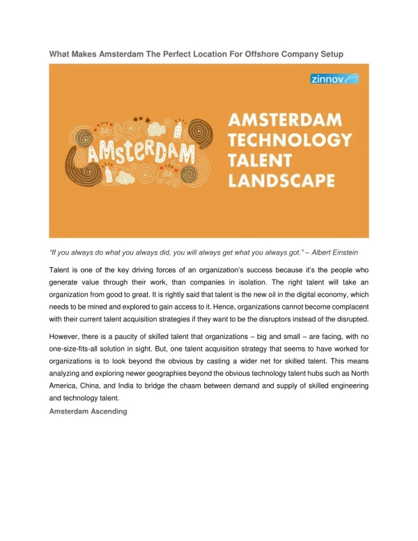 What Makes Amsterdam The Perfect Location For Offshore Company Setup