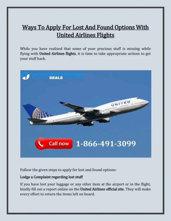 Ways To Apply For Lost And Found Options With United Airlines Flights