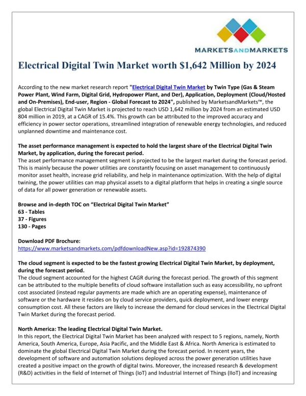Electrical Digital Twin Market worth $1,642 Million by 2024