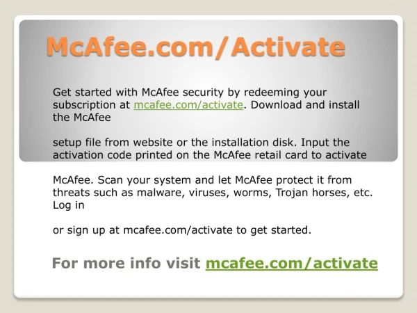 McAfee.com/Activate - Activate & Install Mcafee