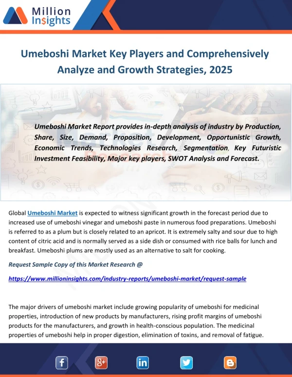 Umeboshi Market Key Players and Comprehensively Analyze and Growth Strategies, 2025