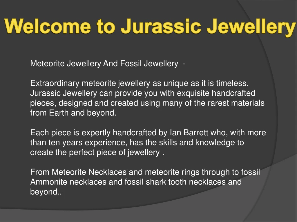 welcome to jurassic jewellery