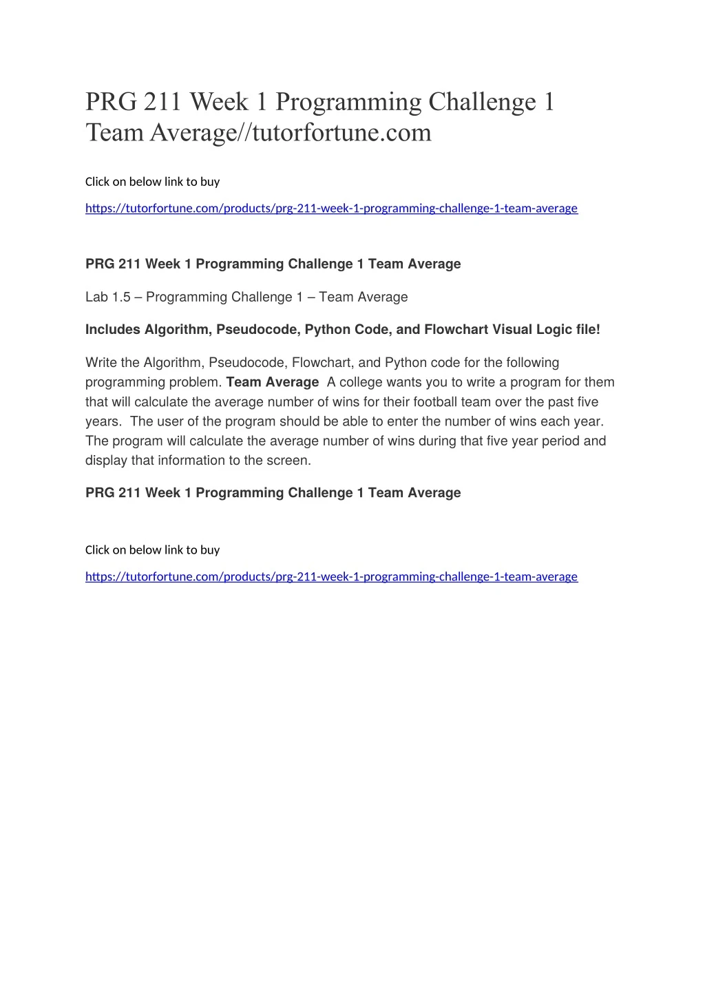prg 211 week 1 programming challenge 1 team