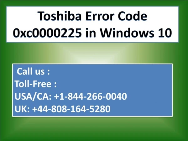Fix Toshiba Error Code 0xc0000225 in Windows 10