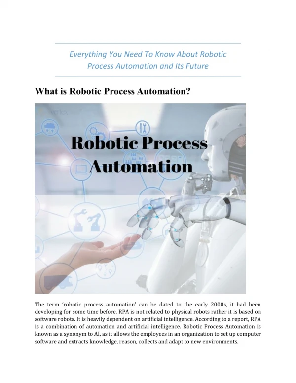 Everything You Need To Know About Robotic Process Automation and Its Future