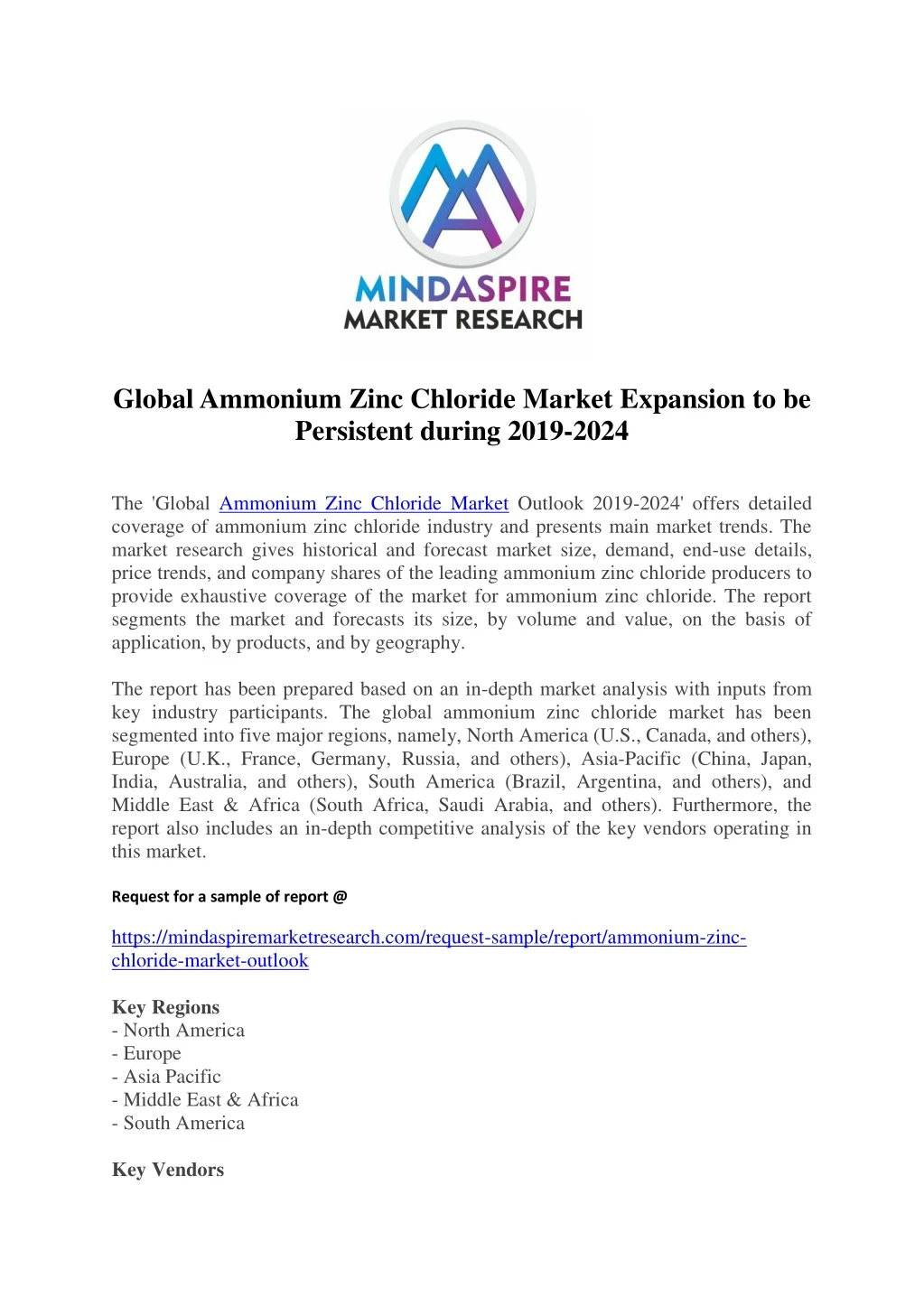 global ammonium zinc chloride market expansion