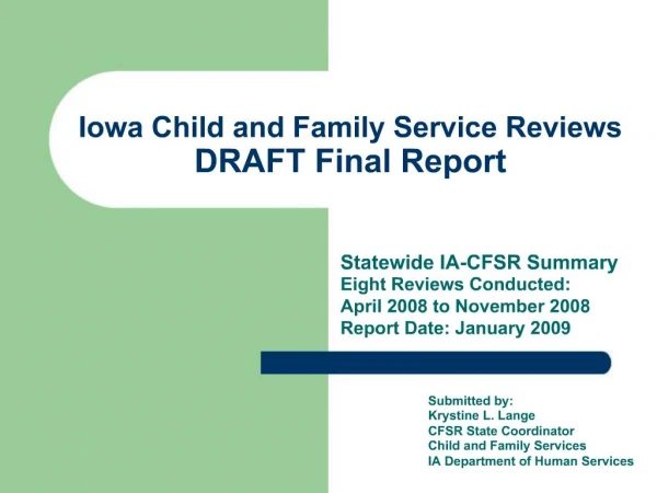 Iowa Child and Family Service Reviews DRAFT Final Report