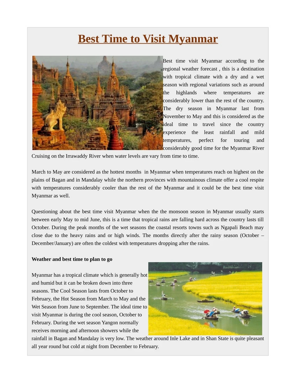 best time to visit myanmar