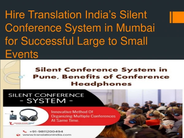 Silent Conference Equipment's Rental in Mumbai