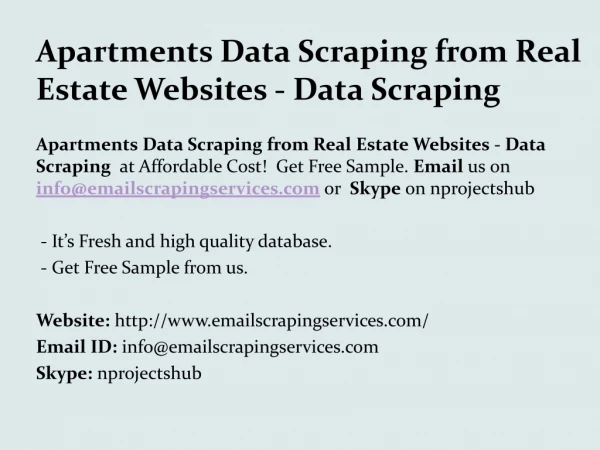 Apartments Data Scraping from Real Estate Websites - Data Scraping