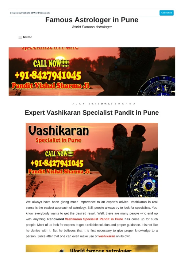 Expert Vashikaran Specialist in Pune for love, financial or business problems