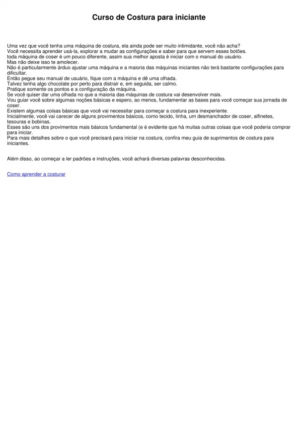 curso de costura para iniciante
