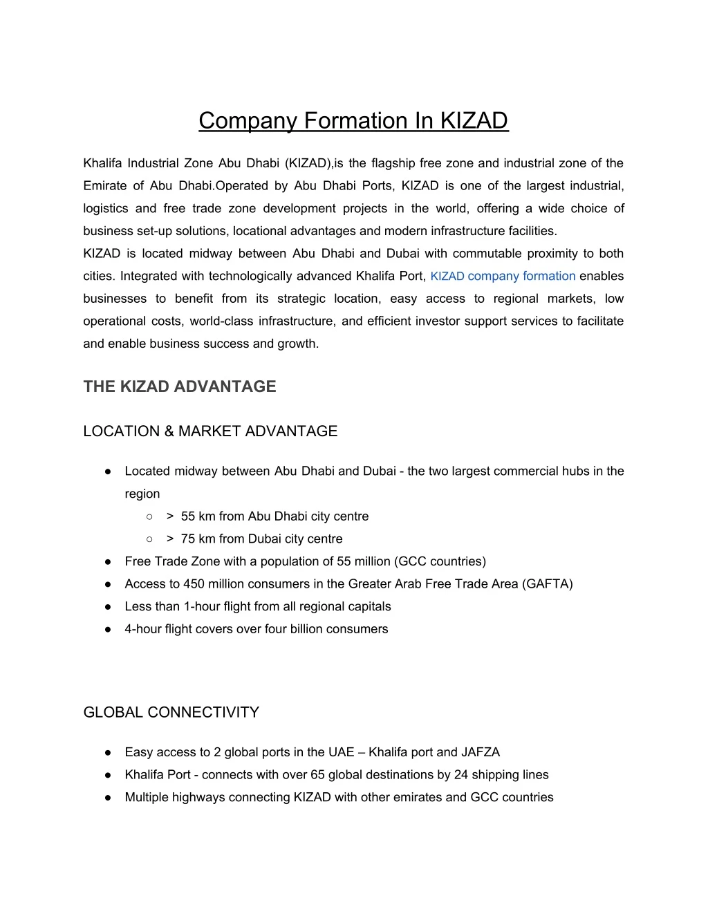 company formation in kizad