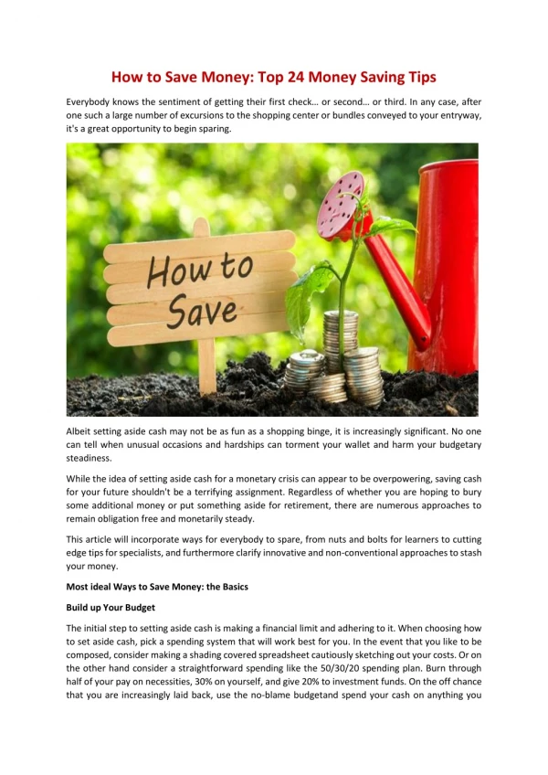 How to Save Money: Top 24 Money Saving Tips