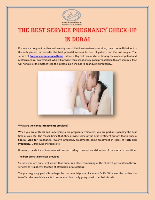 The Best Service Pregnancy Check-Up in Dubai