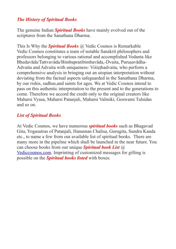 The History of Spiritual Books - Vedic Cosmos