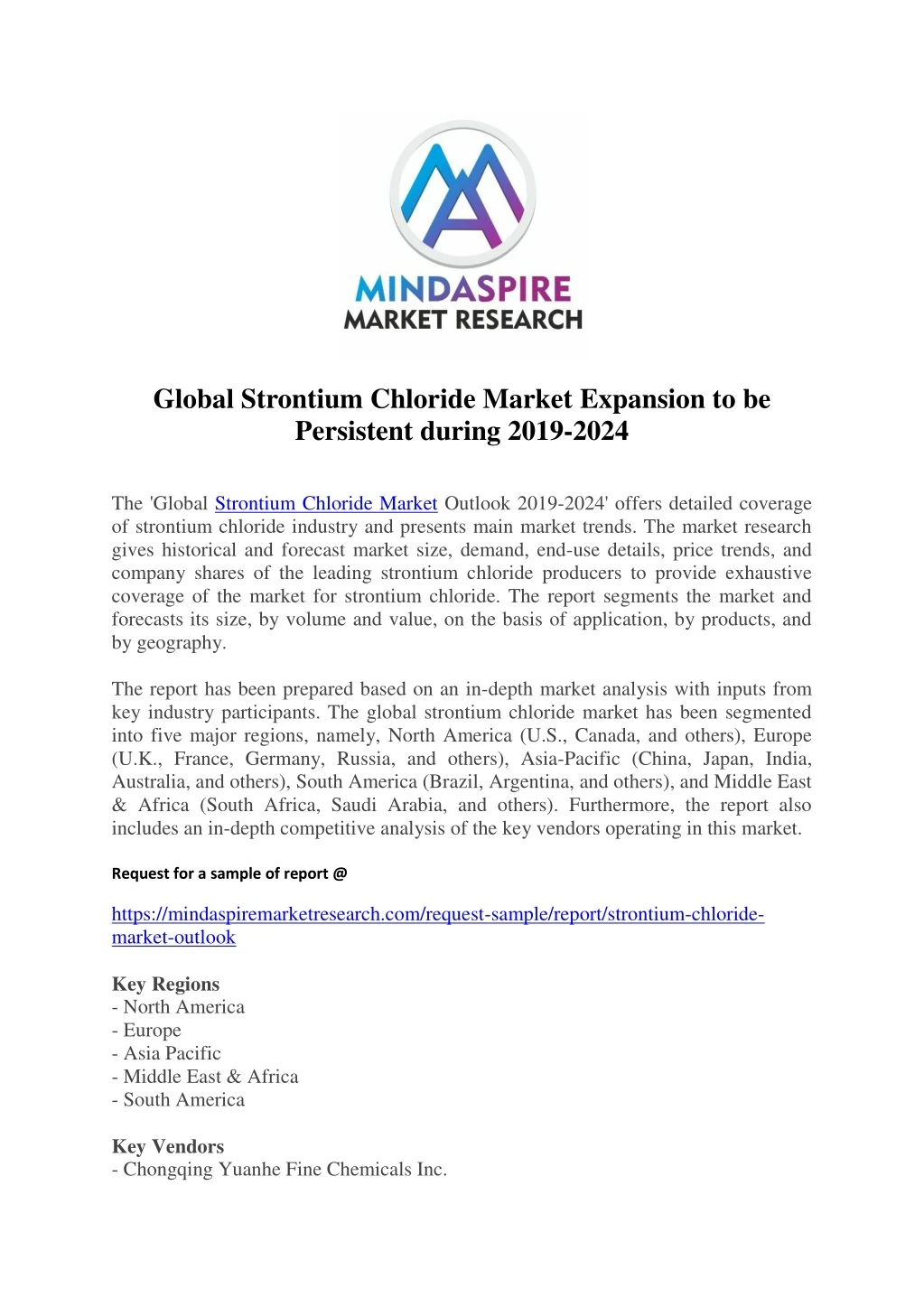 global strontium chloride market expansion