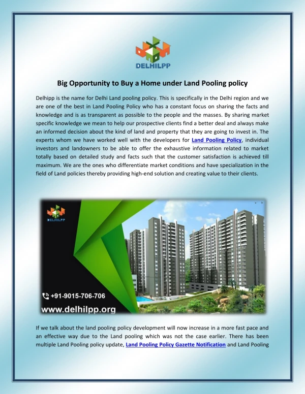 Big oppurtunity to buy a home under Land Pooling Policy