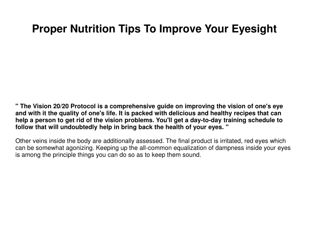 proper nutrition tips to improve your eyesight