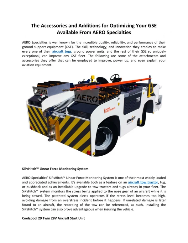 The Accessories and Additions for Optimizing Your GSE Available From AERO Specialties