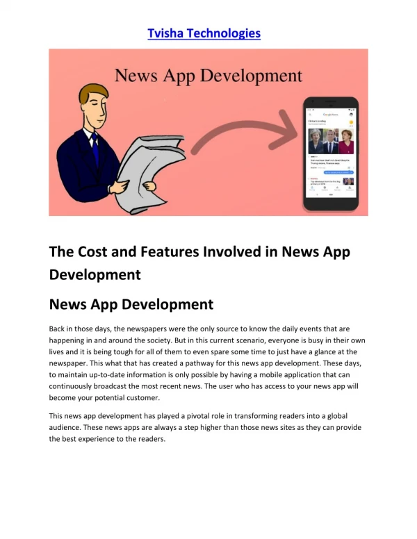 Cost and Features of News App Development