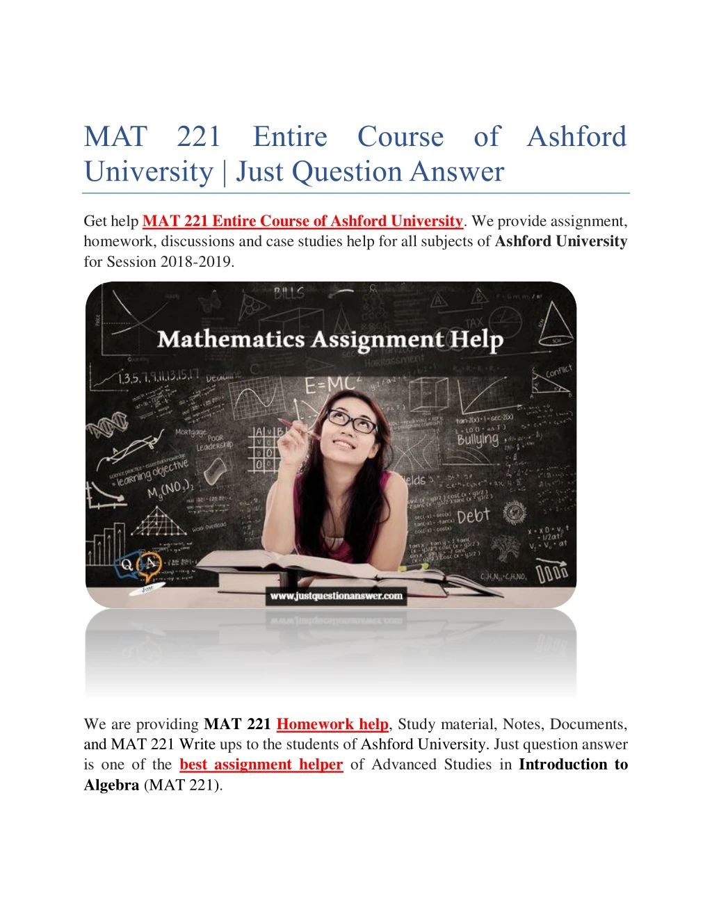 mat 221 entire course of ashford university just