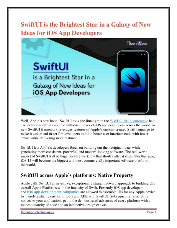 SwiftUI is the Brightest Star in a Galaxy of New Ideas for iOS App Developers